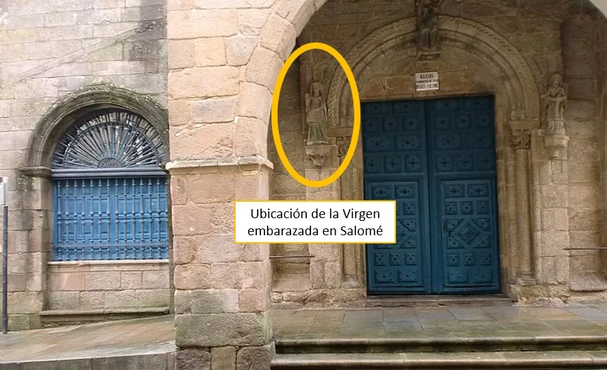 Ubicación de la Virgen embarazada. Iglesia de Santa María Salomé, Santiago